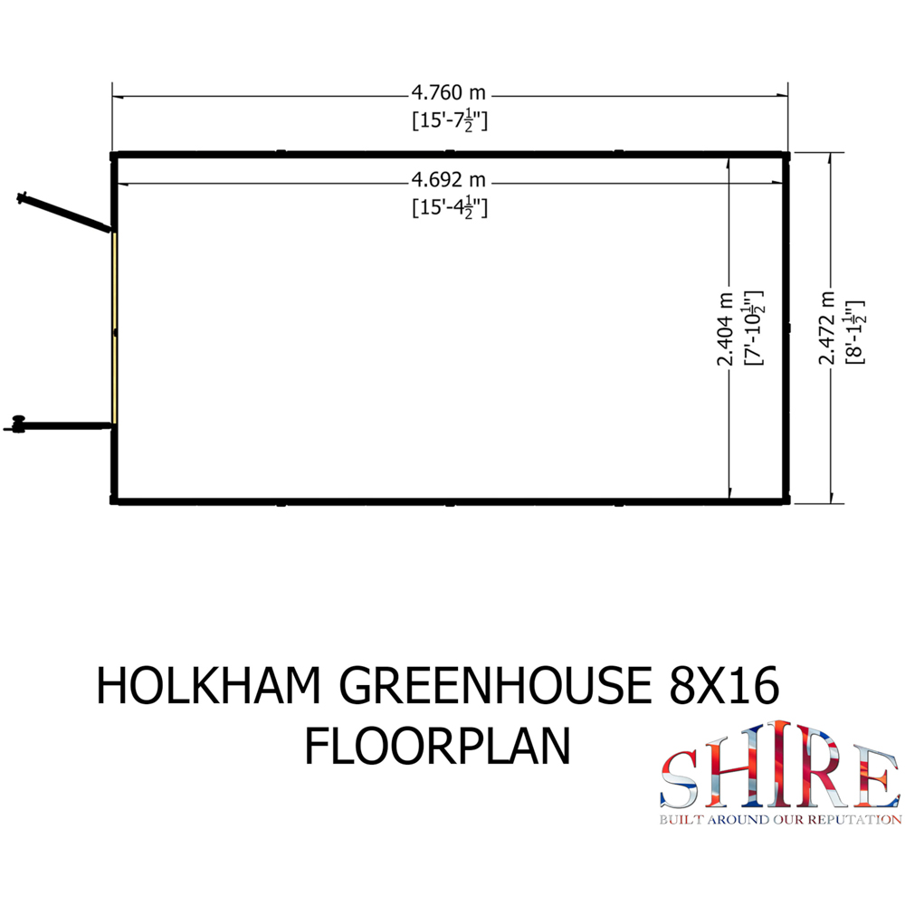 Shire Holkham 8 x 16ft Glazed Toughened Glass Greenhouse Image 7