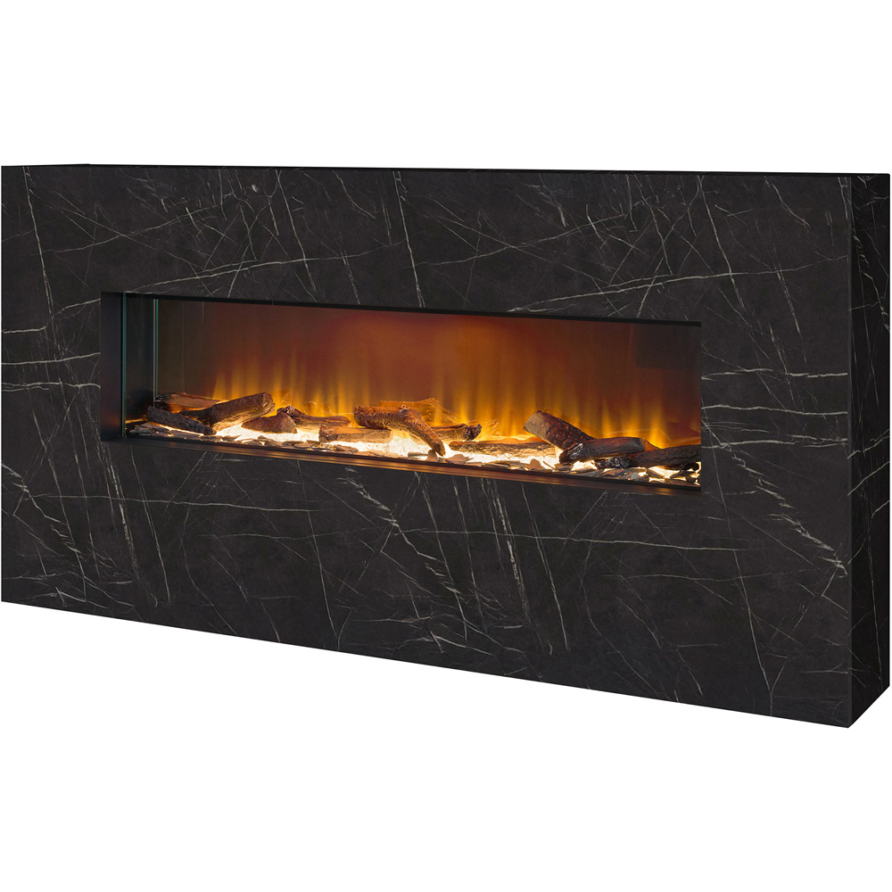 Acantha Bloc Pre-Built Black Marble Effect Fully Inset Media Wall Suite and TV Board Image 3