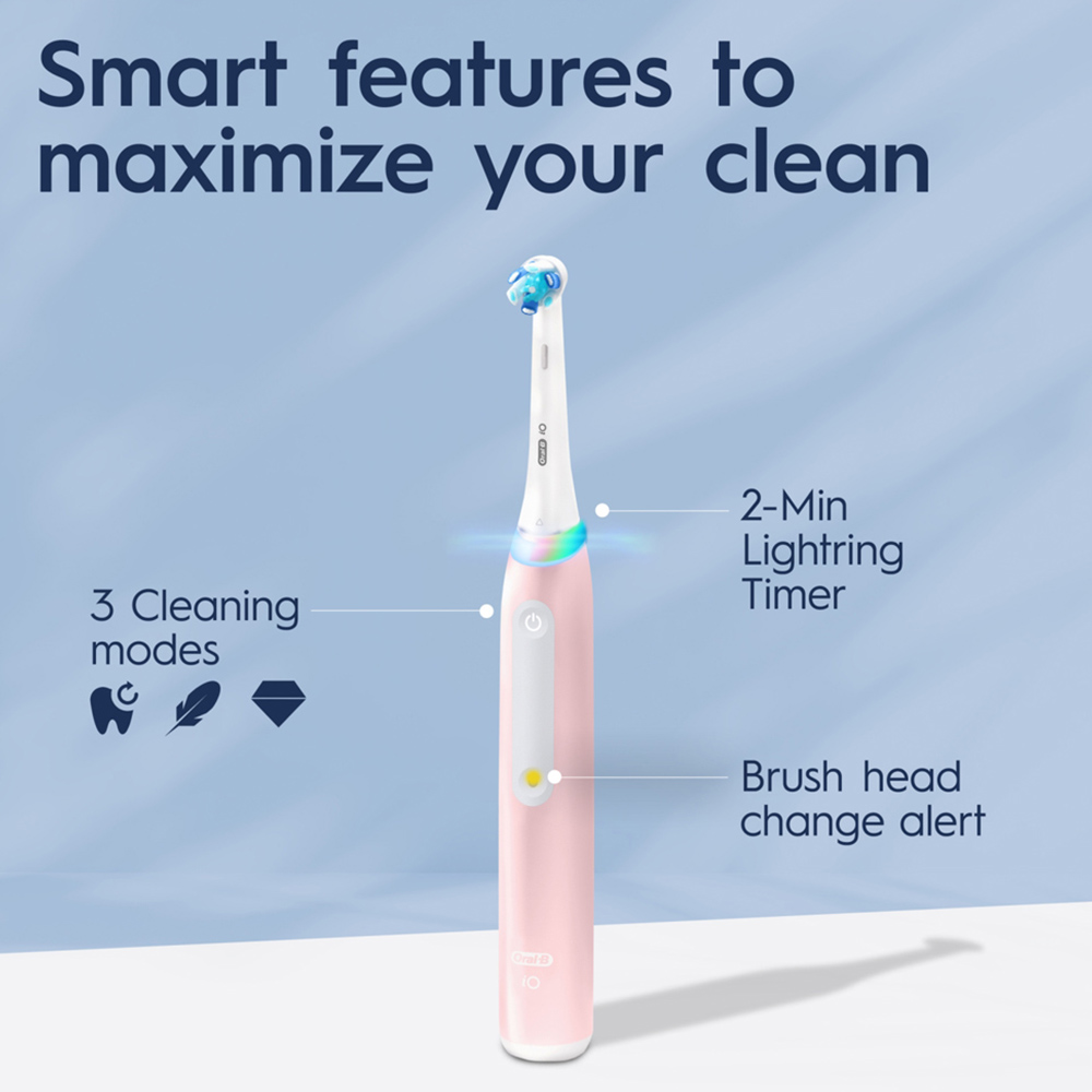 Oral-B iO3 Blush Pink Ultimate Clean Electric Toothbrush Image 4