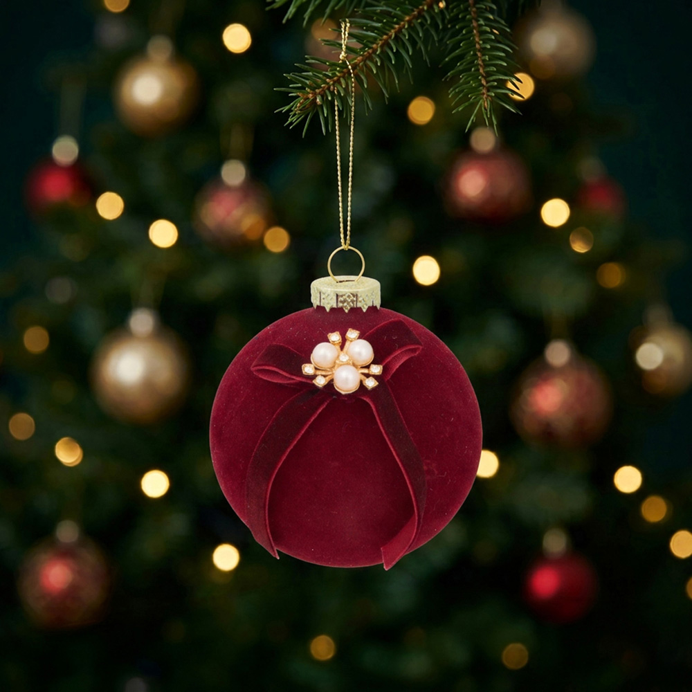 Flocked Bow Bauble Image 3