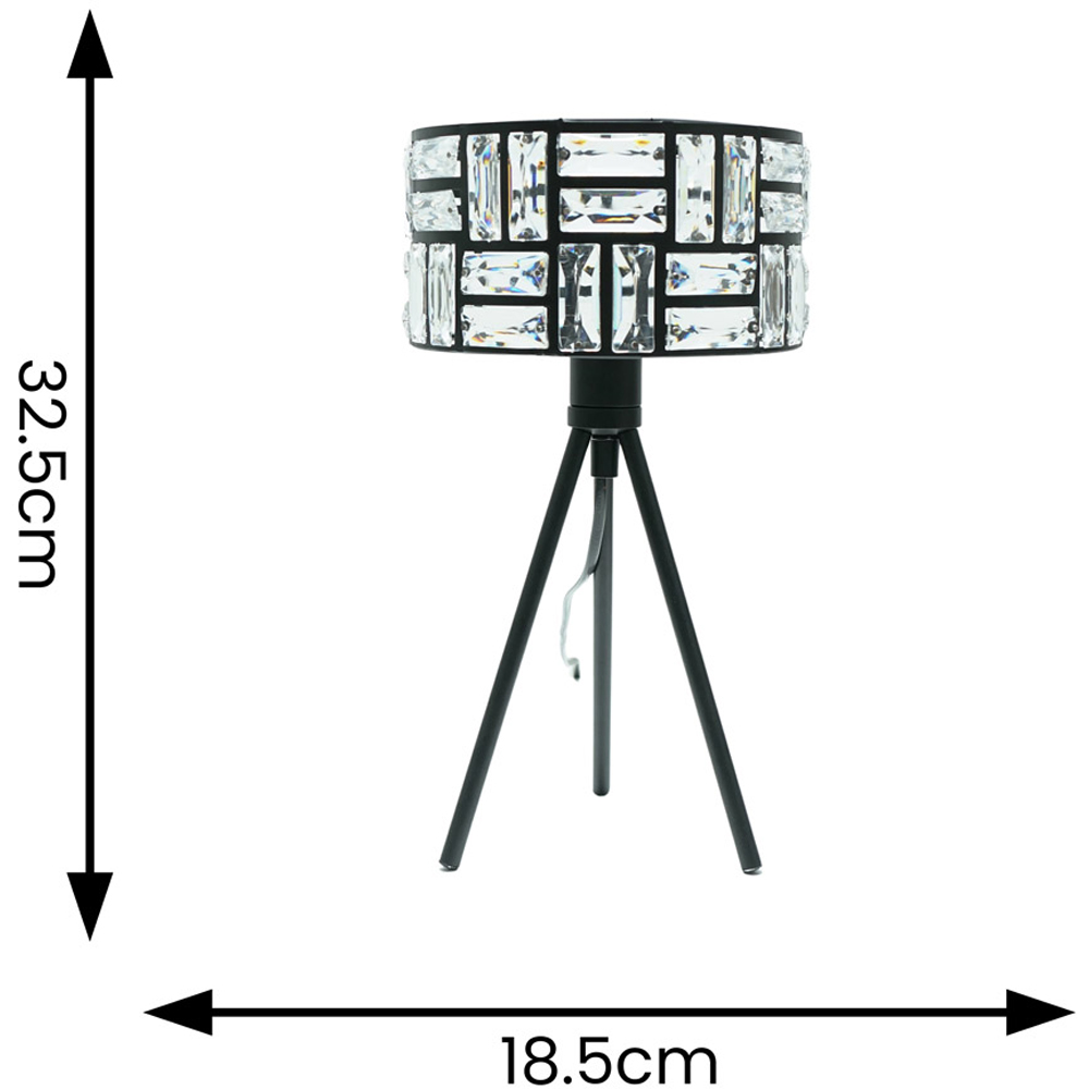 ValueLights Set of 2 Elise Acrylic Jewel Two Tier Shade Black Tripod LED Table Lamp Image 5