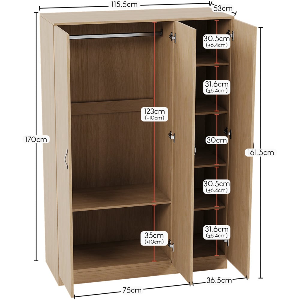 Vida Designs Riano 3 Door Pine Wardrobe Image 9