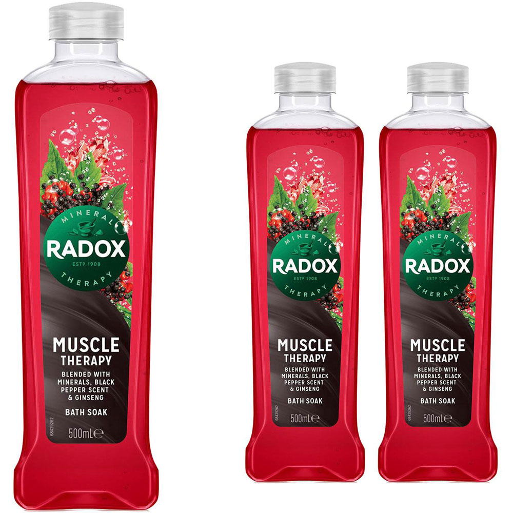 Radox 100% Nature Inspired Fragrance Muscle Therapy Bath Soak 500ml 3 Pack Image 1