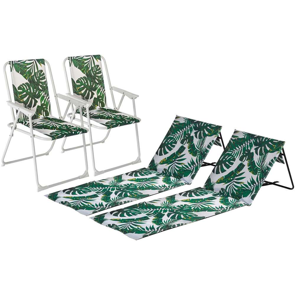 Harbour Housewares 4 Piece Blue Foldable Beach Furniture Set Image 2