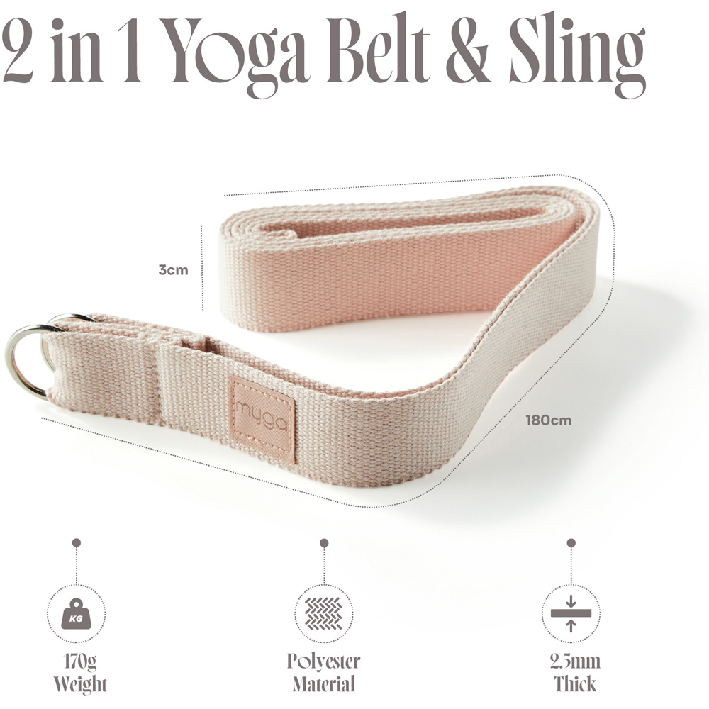 Myga Blush Adjustable Yoga Belt Sling with Metal D Rings Image 5