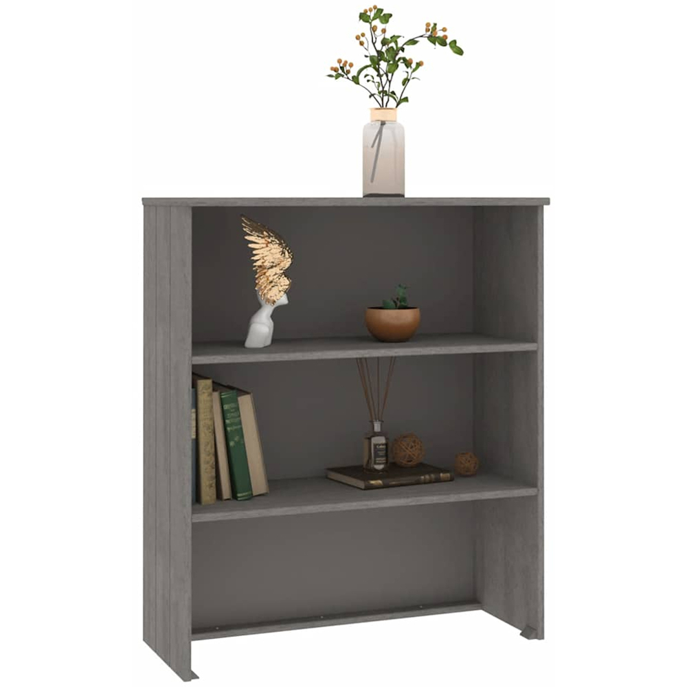 vidaXL Hamar 2 Shelf Light Grey Solid Pine Wood Highboard Top Image 5