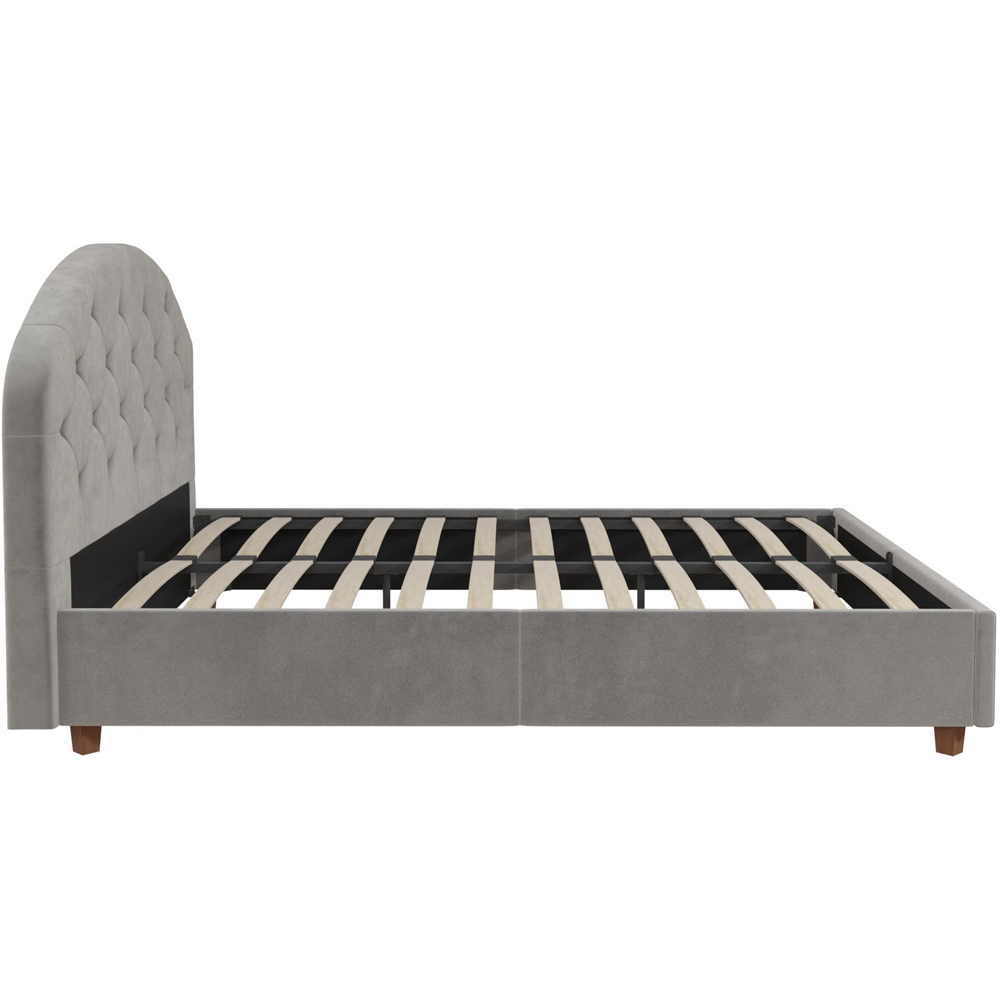 Dorel Aspen King Size Light Grey Velvet Upholstered Bed Frame Image 4