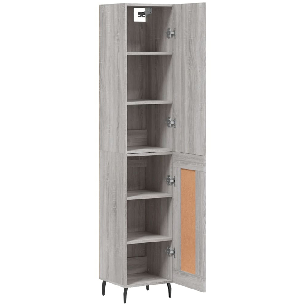 vidaXL 2 Door Grey Sonoma Tall Highboard with Black Handle Image 4