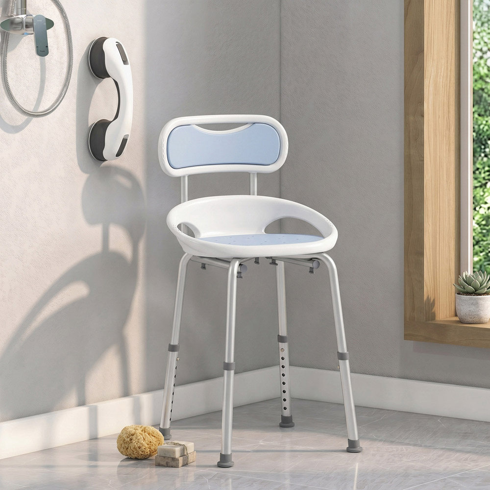 HOMCOM Back Height Adjustable Shower Chair with Side Support Image 4