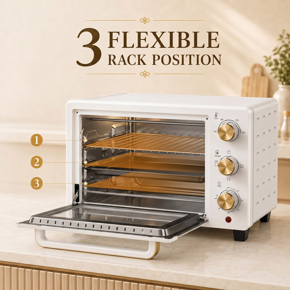 HOMCOM 800-085V71WT White 21L Electric Grill Toaster Oven with Adjustable Temperature Image 8