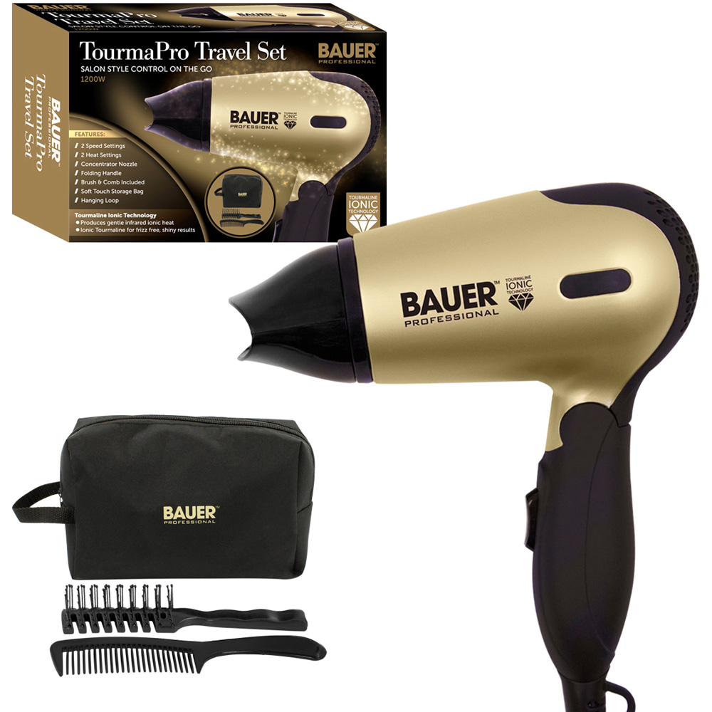 Bauer Professional Tourmaline Travel Hair Dryer Set Image 1