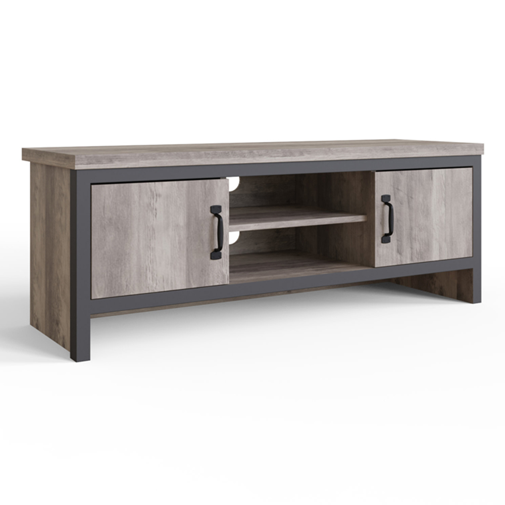 GFW Boston 2 Door 2 Shelf Grey TV Unit Image 2