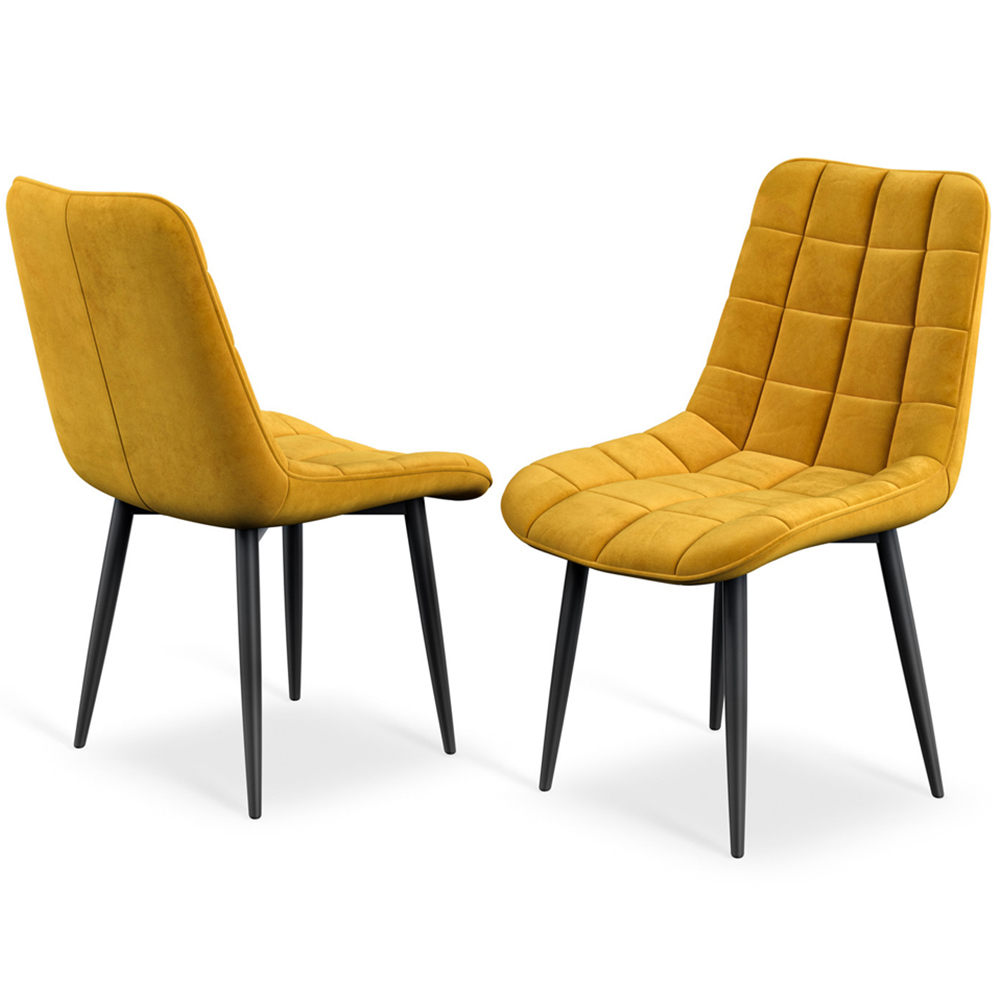 Furniture Online Nova Set of 2 Mustard Velvet Padded Seat Dining Chair Image 5