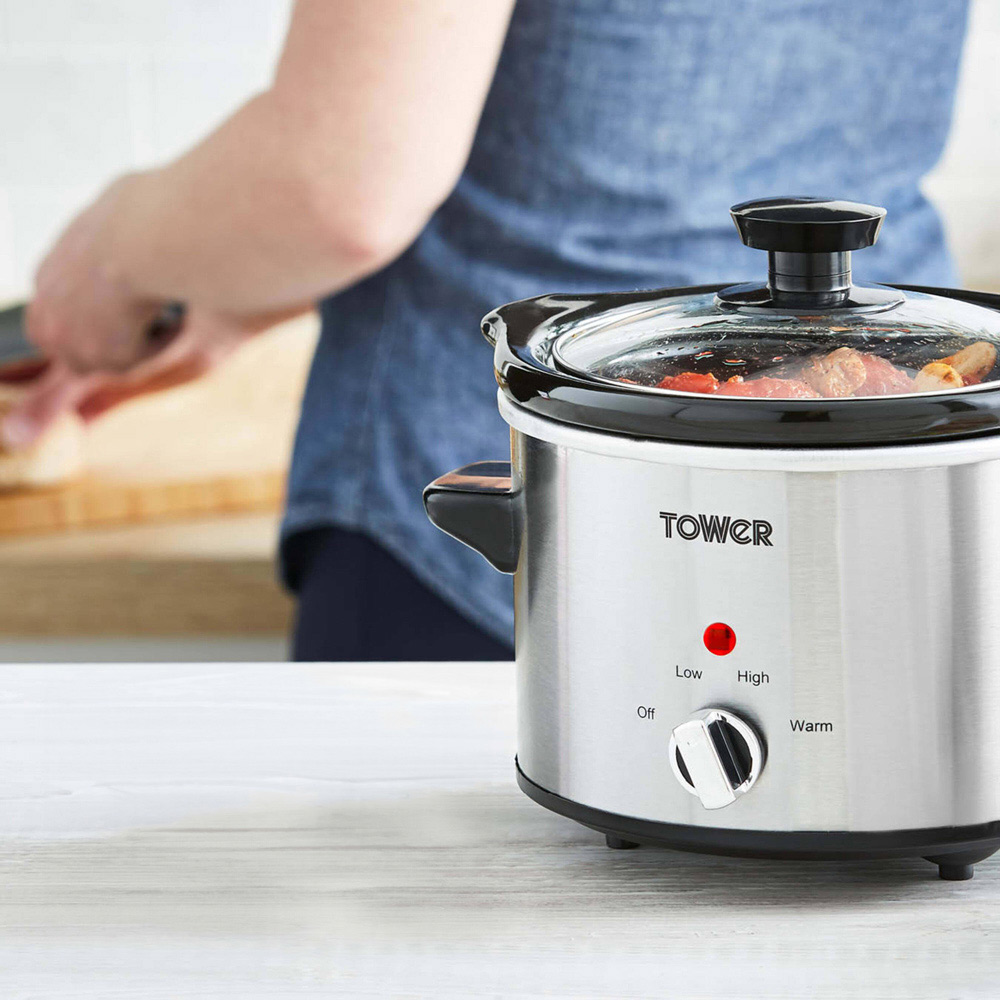 Tower T16020 Infinity 1.5L Silver Stainless Steel Slow Cooker Image 4