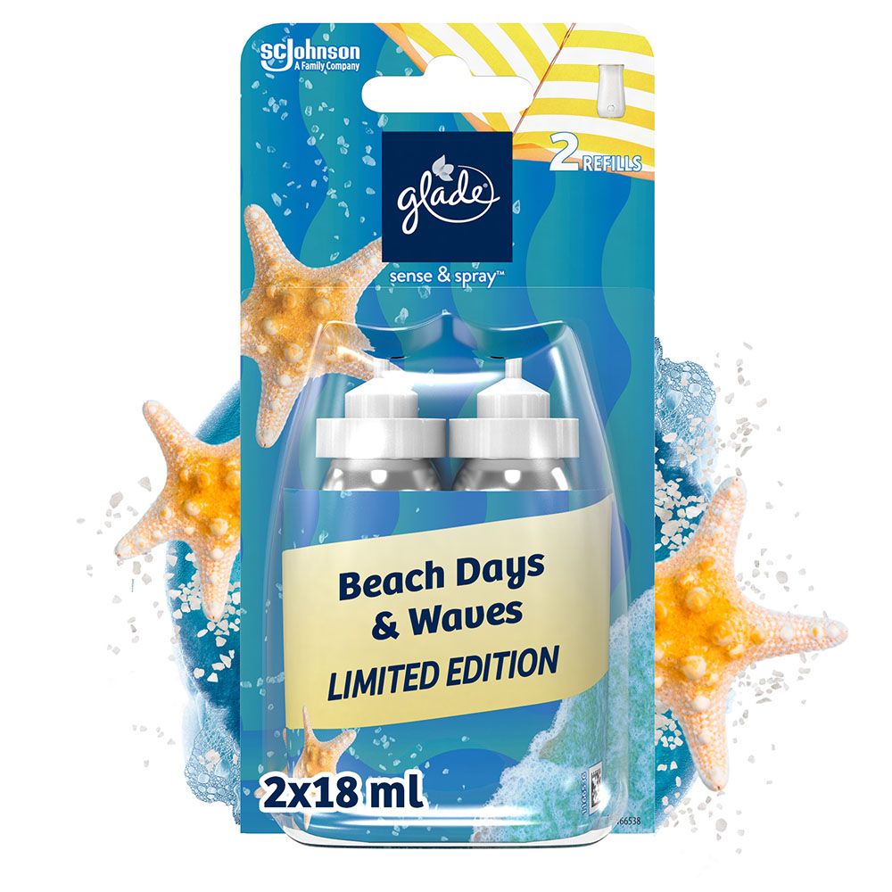 Glade Sense and Spray Beach Days and Waves Air Freshener Twin Refill Pack 2 x 18ml Image 2