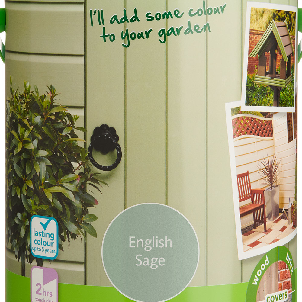 Wilko Garden Colour English Sage Green Wood Paint 5L Image 3