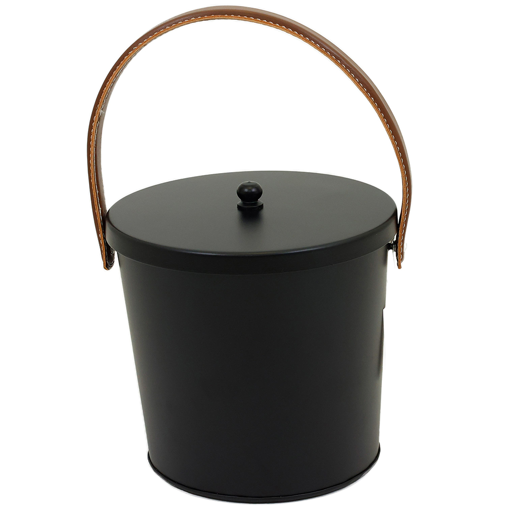 Charles Bentley Black Ash Bucket with Leather Handle Image 1