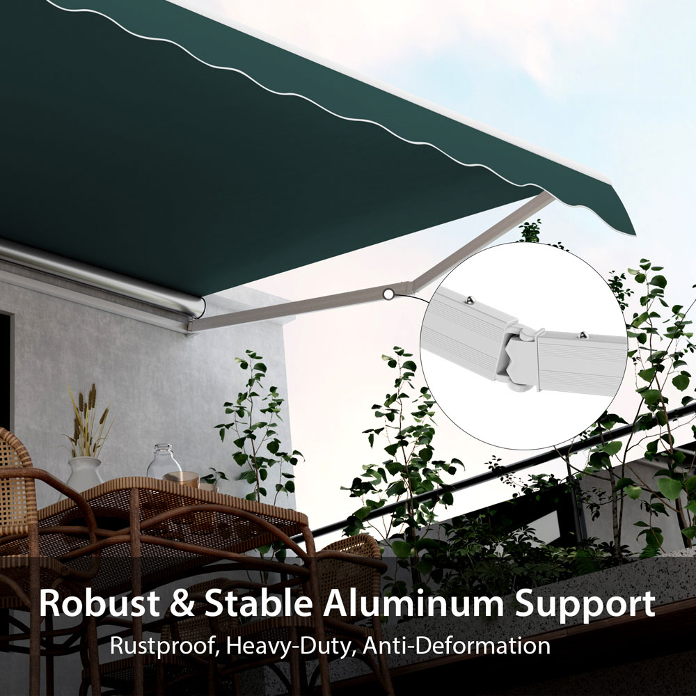 Costway Green Retractable Manual Patio Awning 3.6 x 3m Image 8