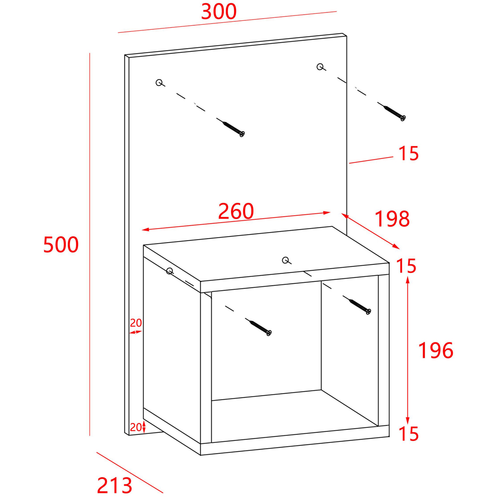 Core Products Kelly Single Shelf Matt White Effect Wall-Mounted Open Bedside Table Set of 2 Image 7