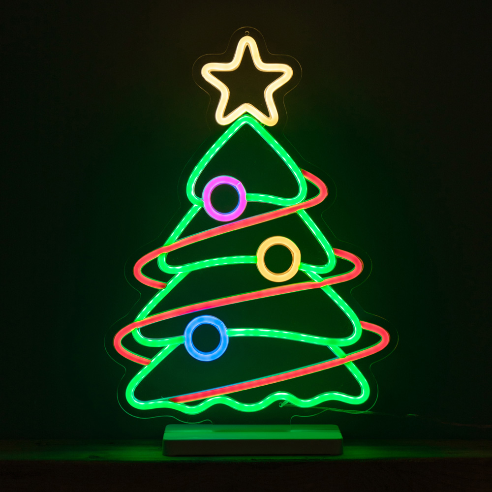 Samuel Alexander Multicolour LED Light Up Neon Christmas Tree Sign with Base Christmas Decoration Image 7