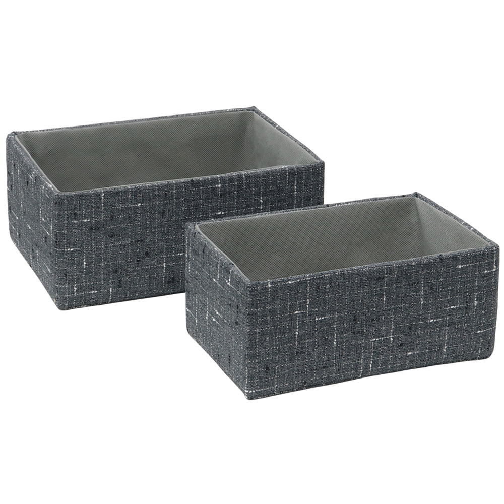 JVL Shadow Rectangular Fabric Storage Baskets 2 Pack Image 1