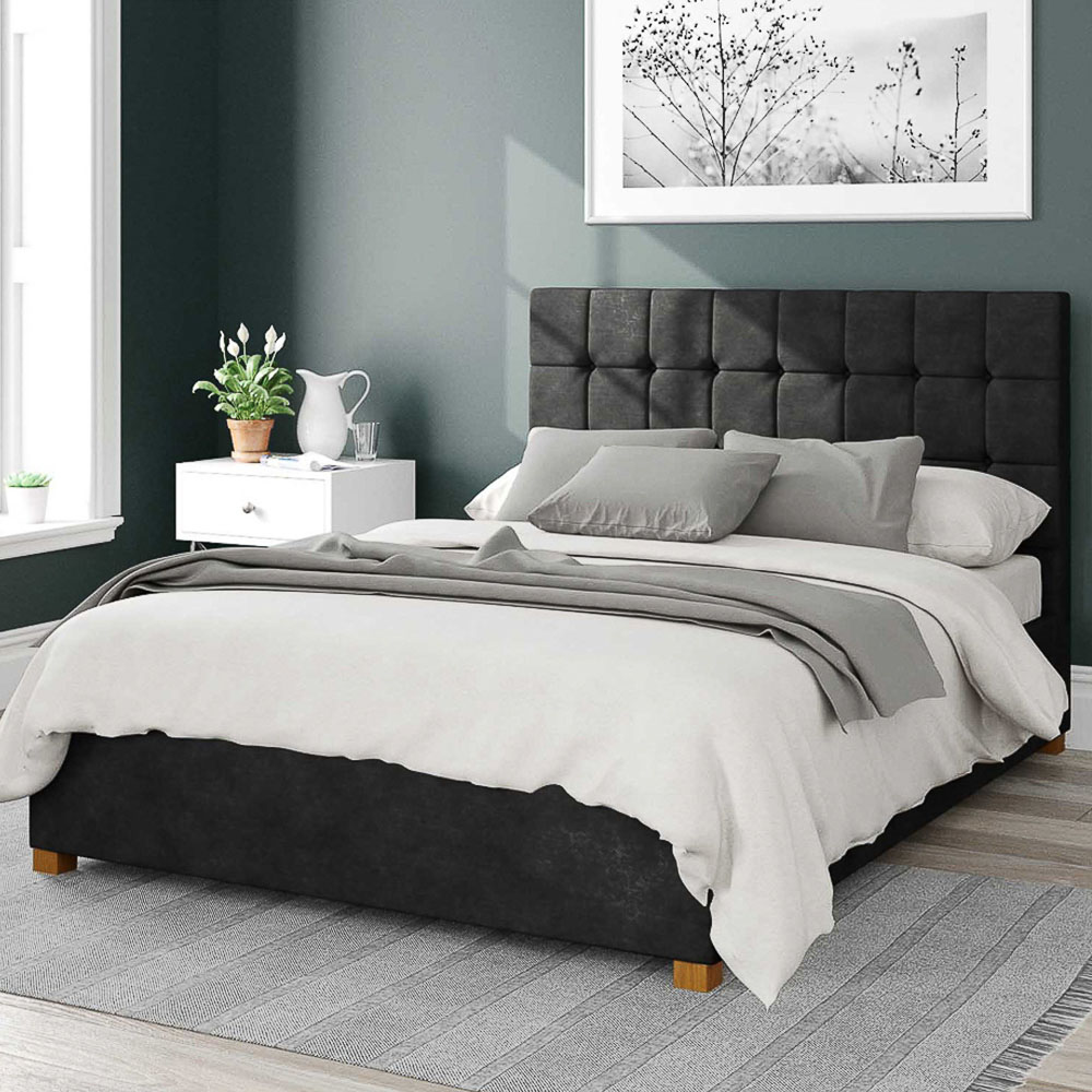 Aspire Sinatra King Size Charcoal Kimiyo Linen Ottoman Bed Image 1