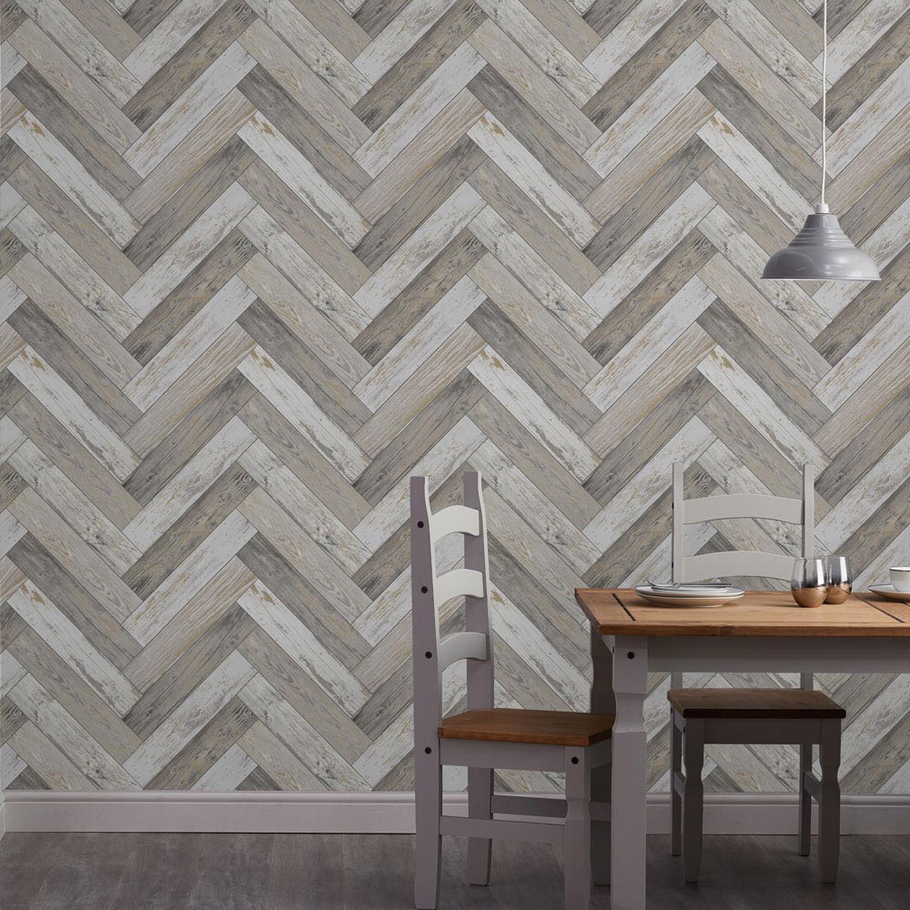 Sublime Rustic Parquet Natural and Gold Wallpaper Image 4