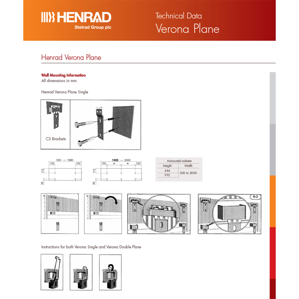 Henrad Verona White Plane Single Radiator 440 x 1000mm Image 5