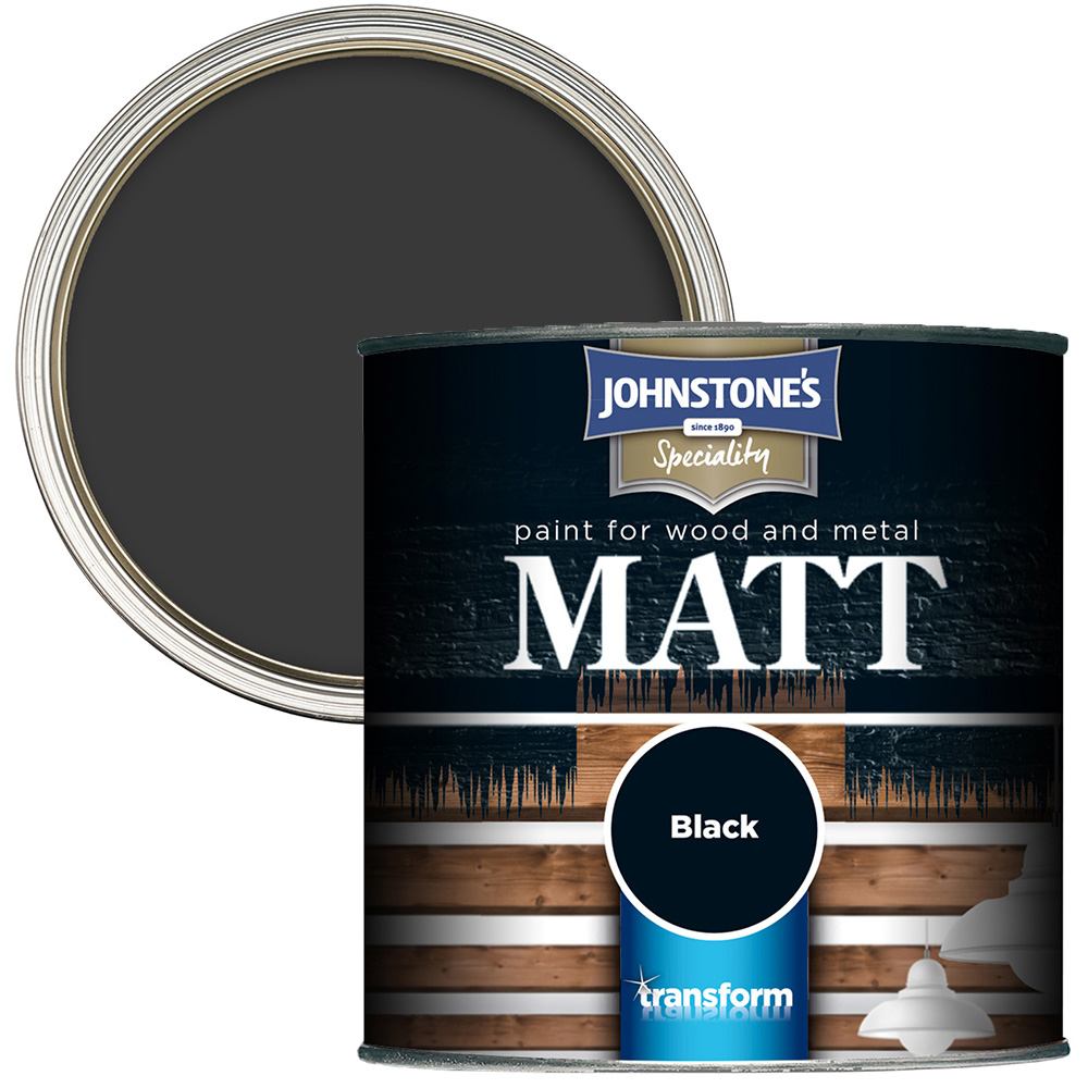 Johnstone's Wood and Metal Black Matt Paint 250ml Image 1