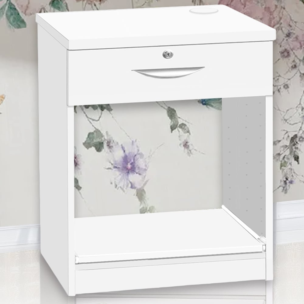 R White Cabinets Single Drawer Printer Desk Stand White Image 1