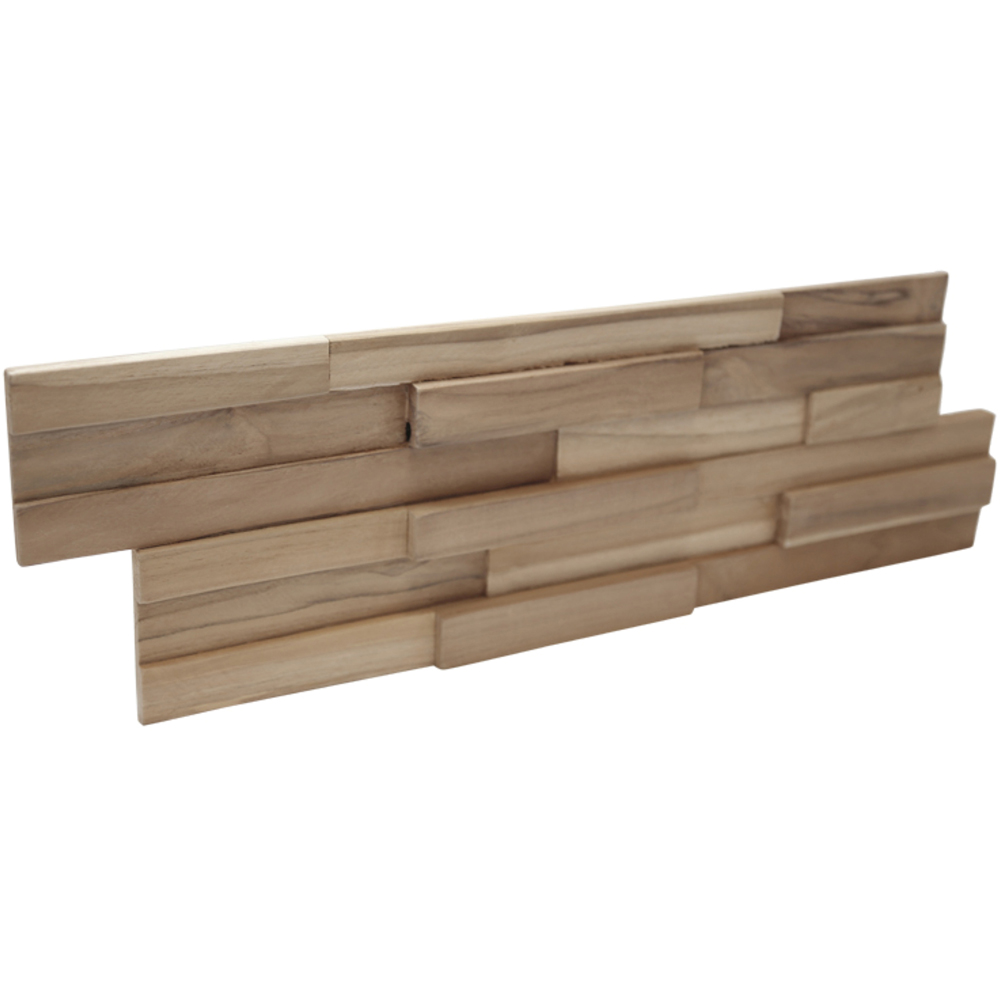 Wallsupply UltraWood Teak Firenze Interlocking 3D Wall Panel 49.5 x 18cm 10 Pack Image 2