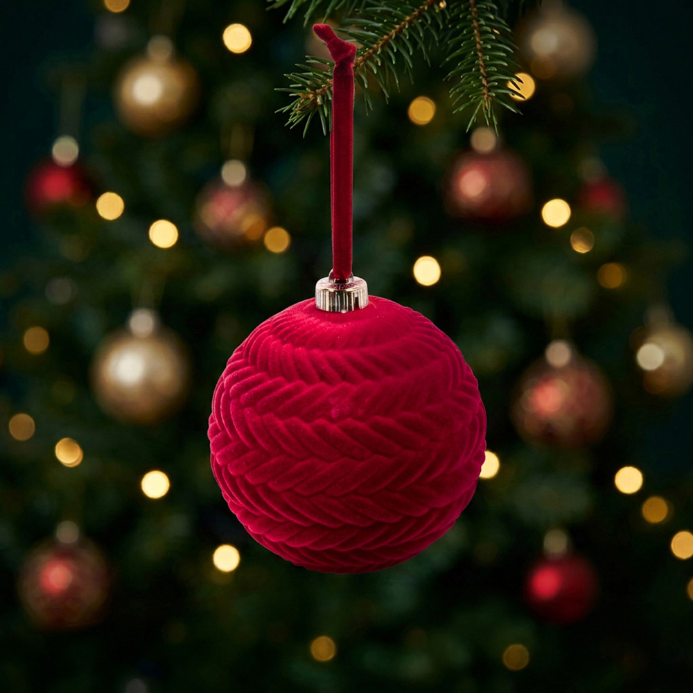 Pack of 4 Decorative Flocked Baubles Image 2