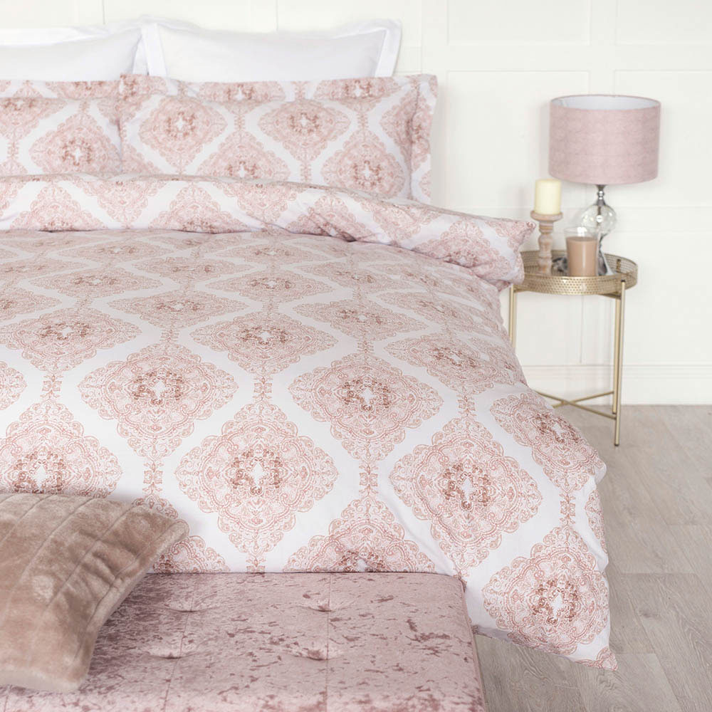 Serene King Size Blush Pink and Mink 200 Thread Count Duvet Cover Set Image 2