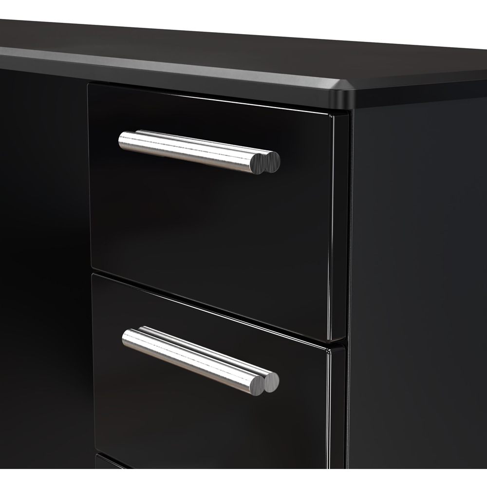 Crowndale Knightsbridge 6 Drawer Black Gloss and Black Kneehole Desk Ready Assembled Image 5