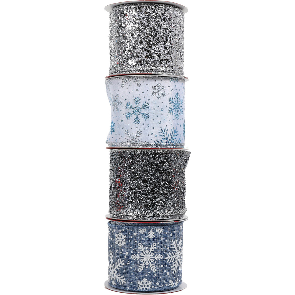 Snowflake and Full Glitter Wired Ribbon Image