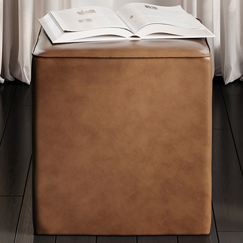 Bronx Tan Faux Leather Side Table Image 1