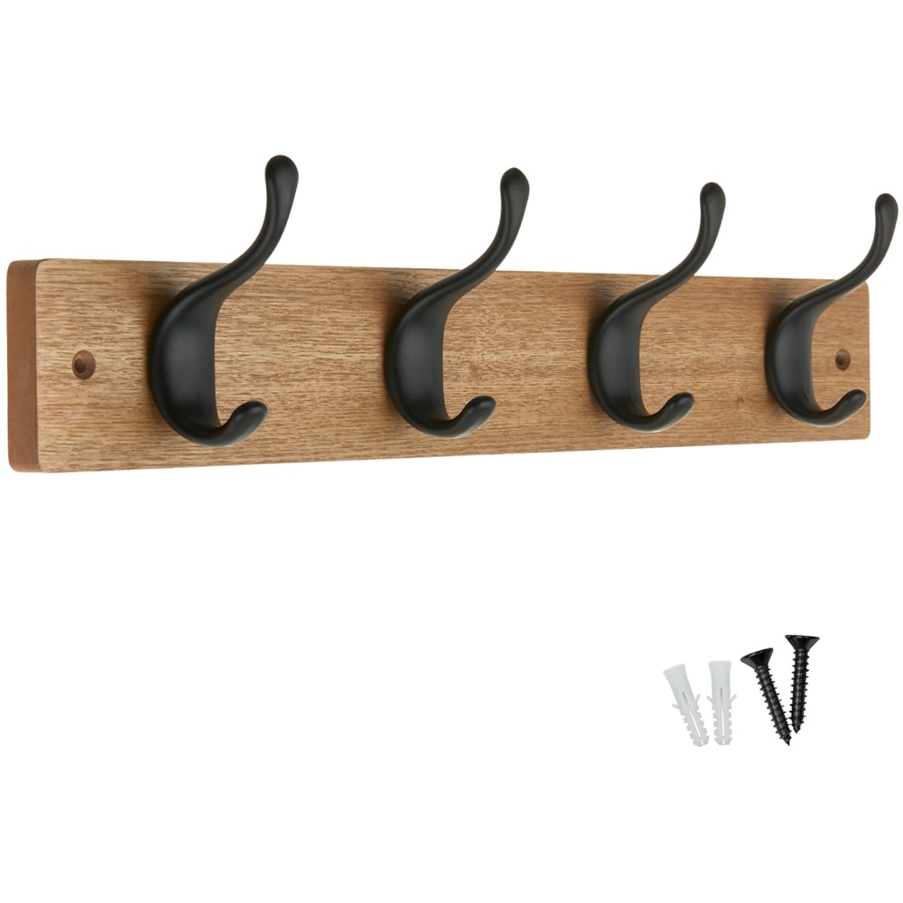 Headbourne Matte Black 4 Hook Coat Rail Image 1
