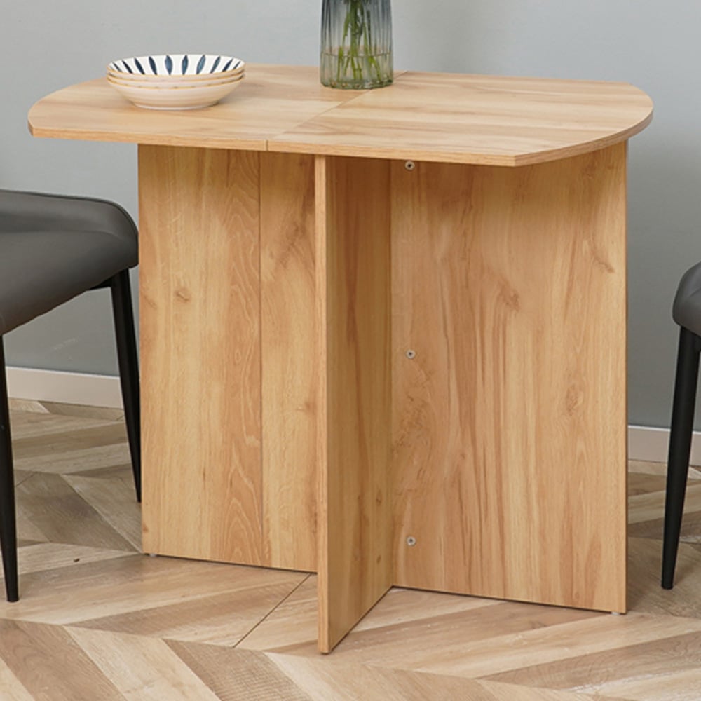 HOMCOM 4 Seater Oak Drop Leaf Dining Table Image 1