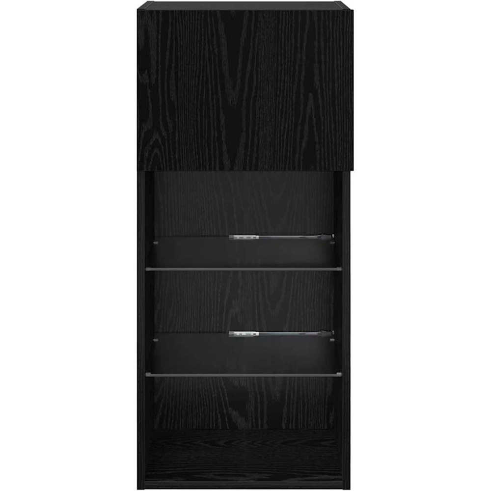 vidaXL Single Door 3 Shelf Black Oak Wide Wall Mounted LED TV Unit Set of 2 Image 4