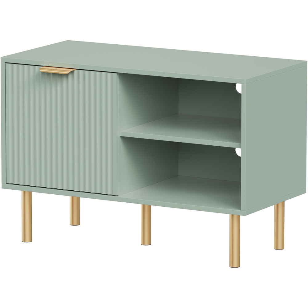 FurnitureHMD Single Door 2 Shelf Green Wave Pattern TV Unit Image 2