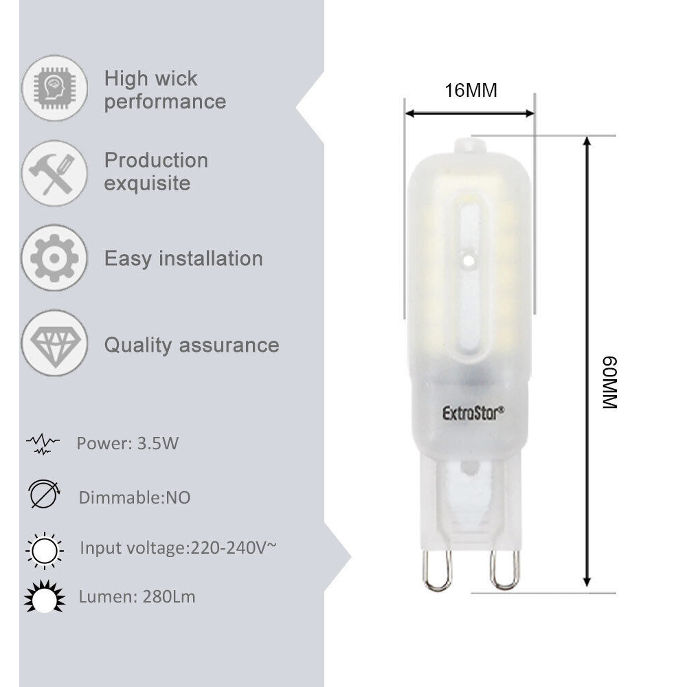 ExtraStar 10 Pack G9 3.5W Daylight Mini LED Bulb Image 3