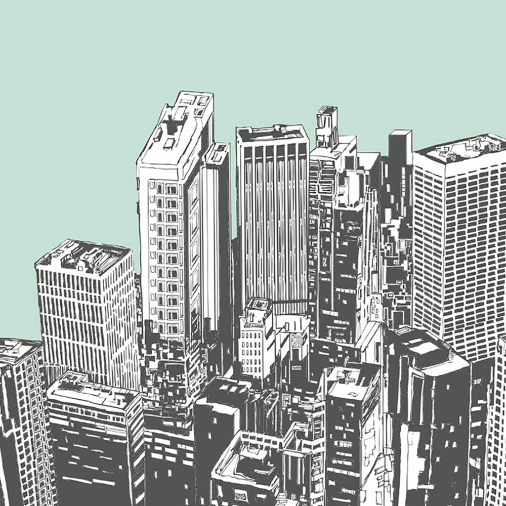 Origin Murals Urban City Skyscrapers Multicolour Wall Mural Image 2