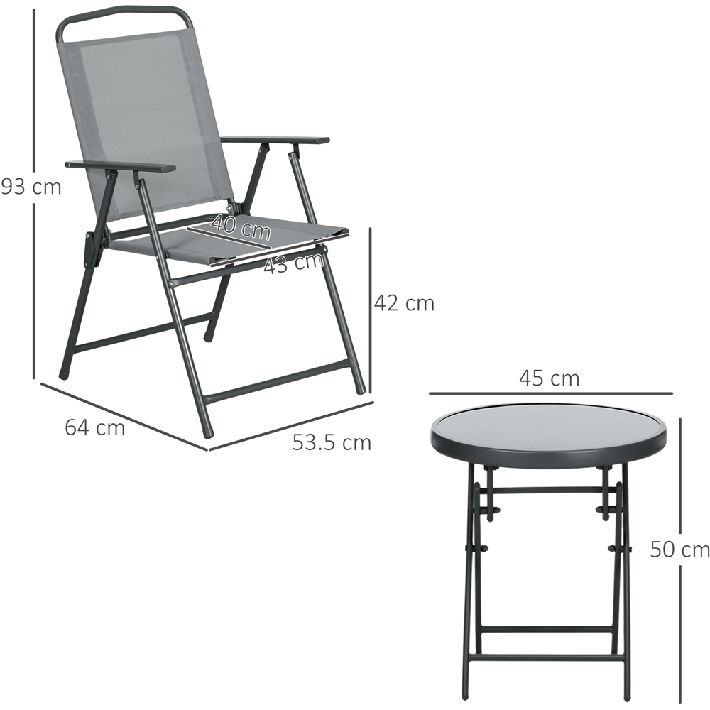 Outsunny 2 Seater Foldable Bistro Set Light Grey Image 7