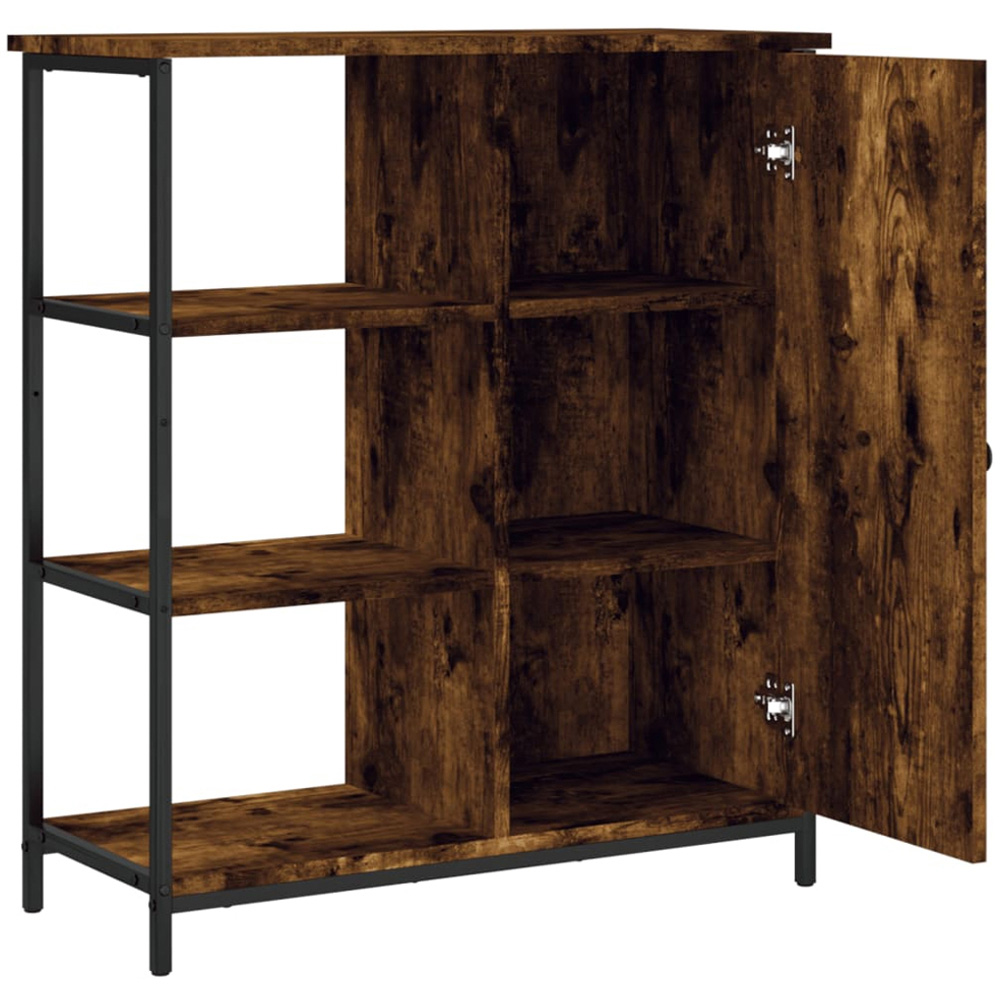 vidaXL Single Door 3 Open Shelf Smoked Oak Sideboard Image 5