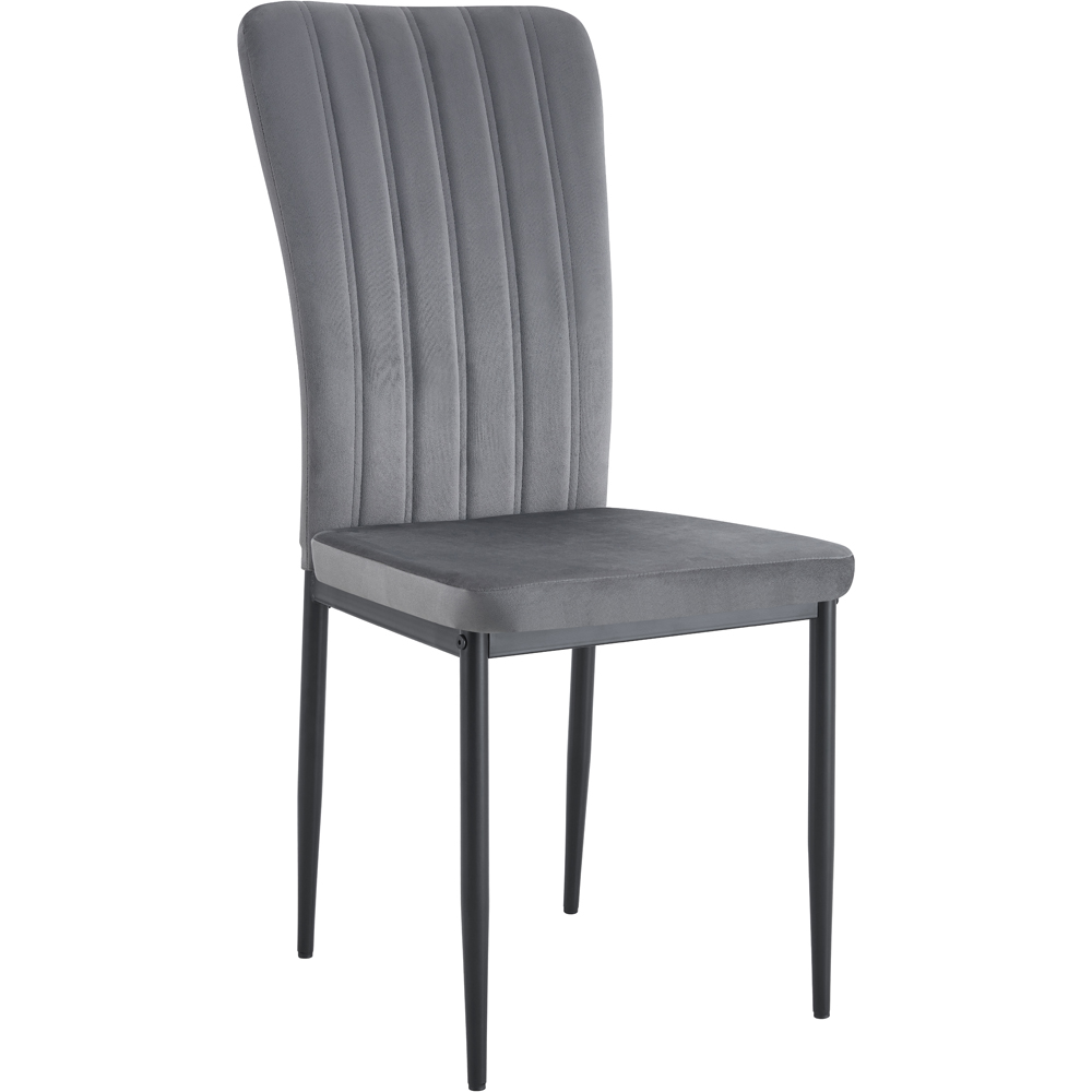 Elle Set of 6 Dark Grey Velvet Effect Plush Padded Upholstered Dining Chair Image 2
