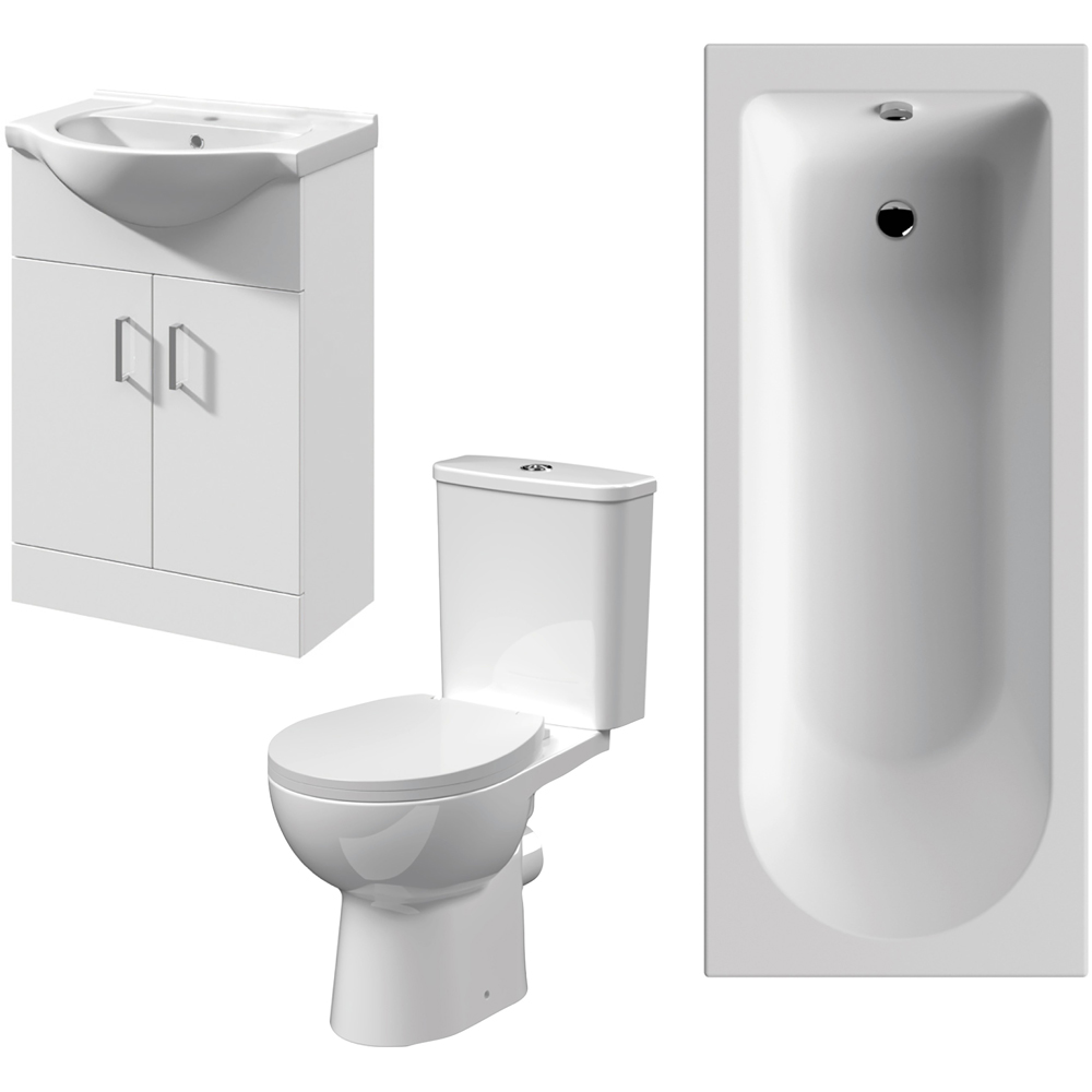 nuie 1700 x 700mm Single Ended Bath with Vanity Pan and Cistern Set Image