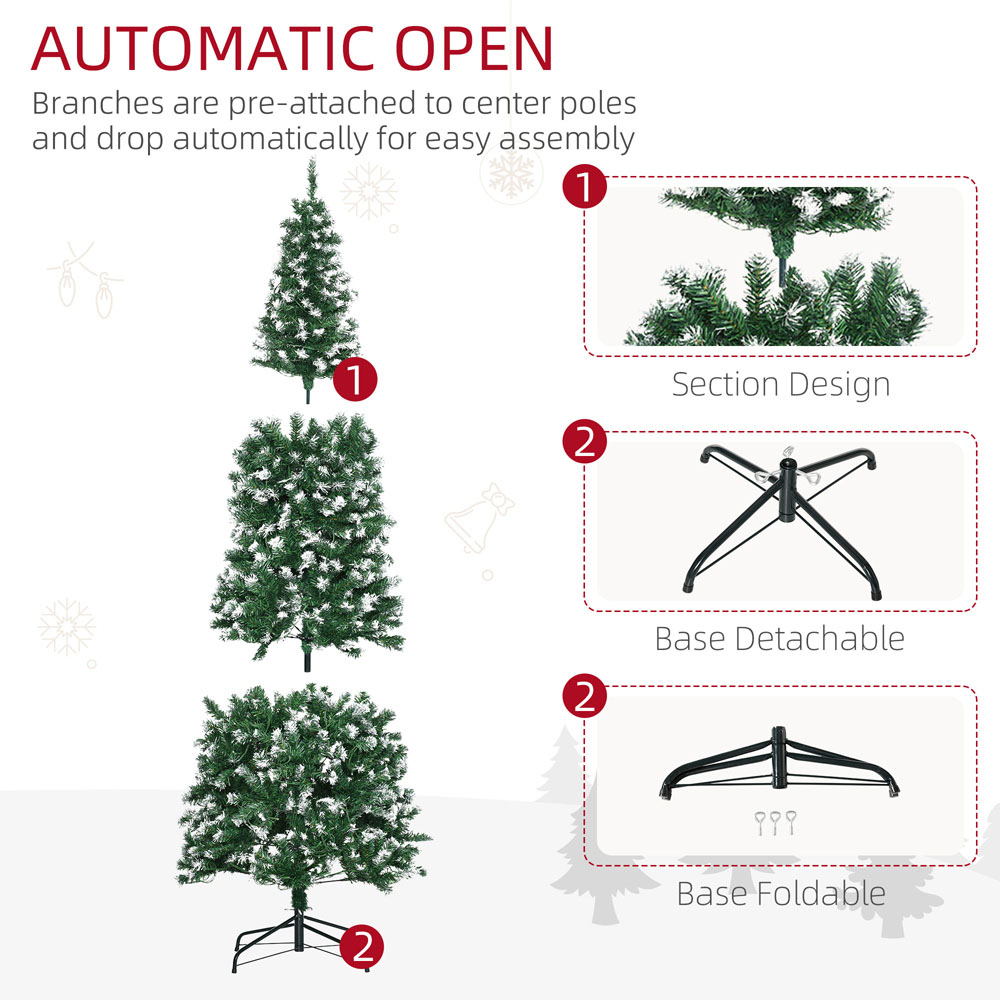 Everglow Colourful LED Pre-Lit Tall Green Artificial Slim Pencil Christmas Tree 7ft Image 6