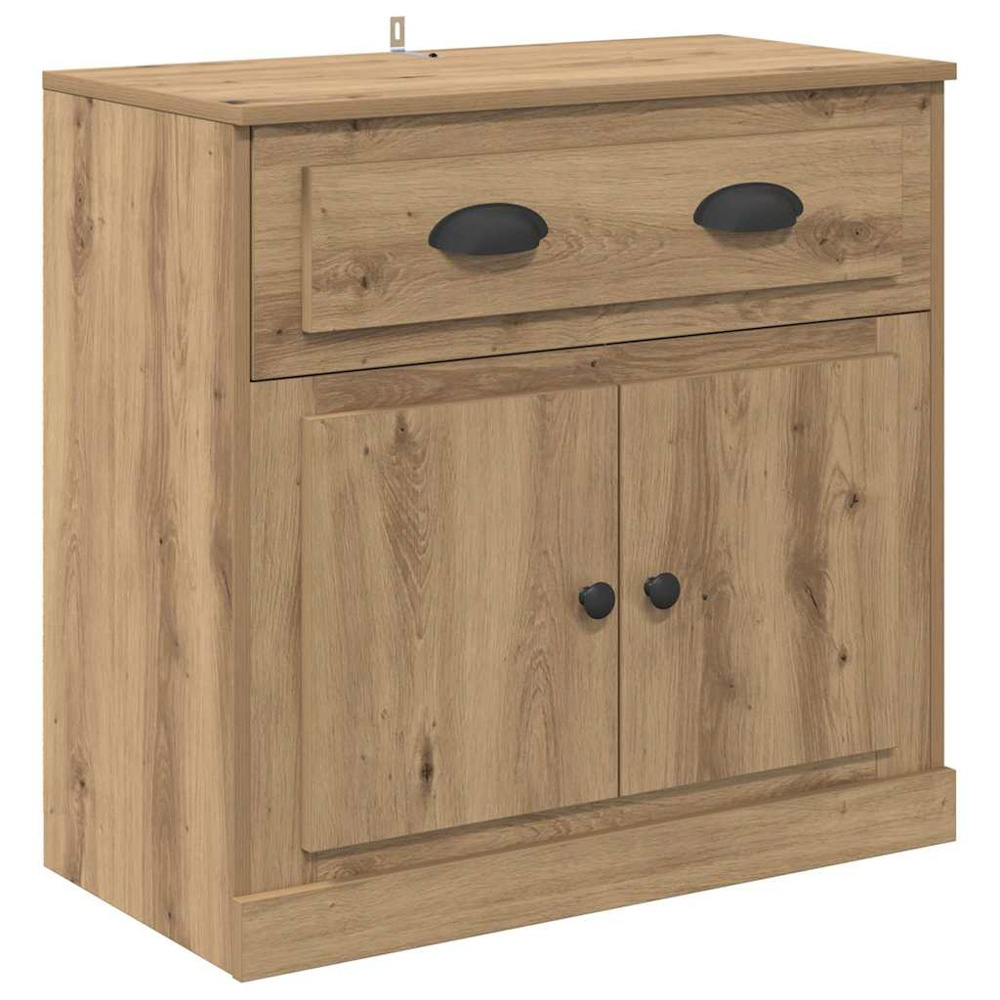 vidaXL 2 Door Single Drawer Artisan Oak Modern Sideboard Set of 2 Image 7