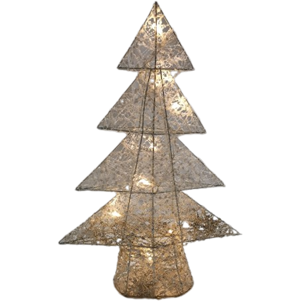 Samuel Alexander White and Gold Christmas Tree Silhouette LED Decoration 50cm Image 2