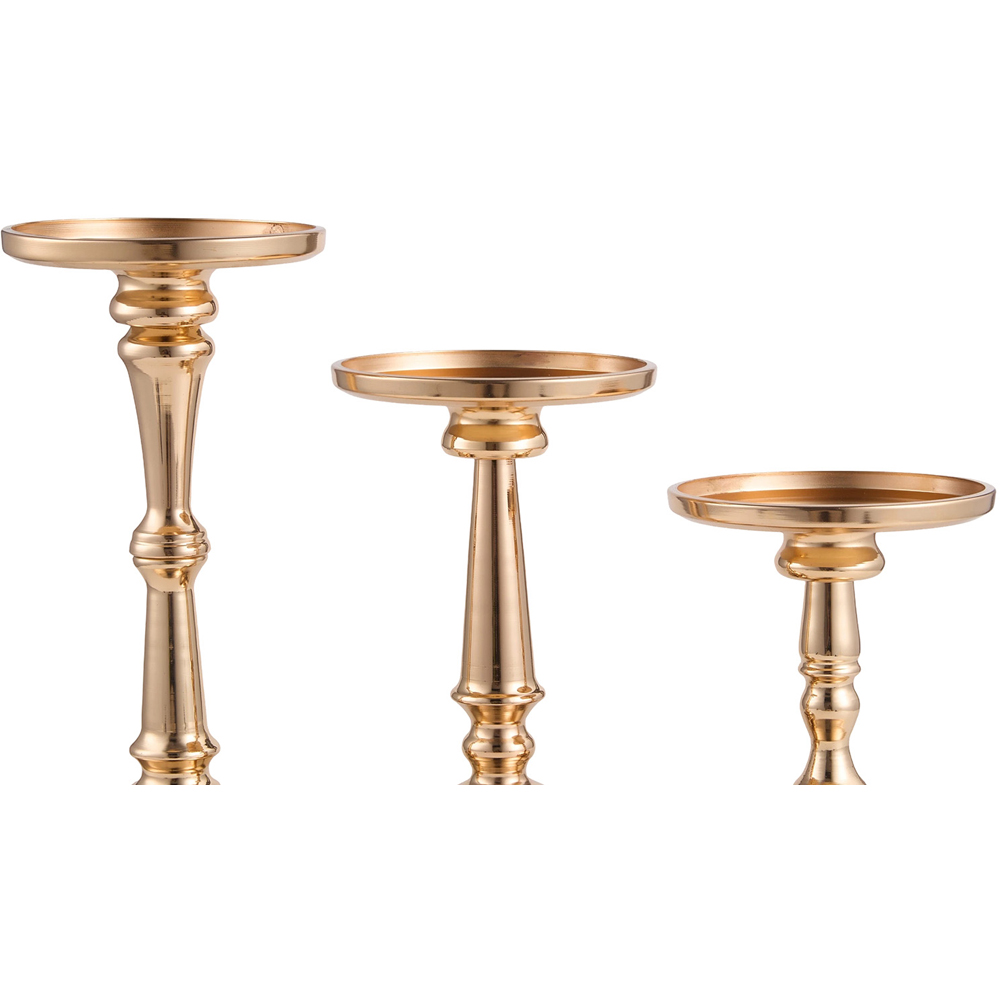 Living and Home Gold Metal Tiered Candle Holder Set of 3 Image 6